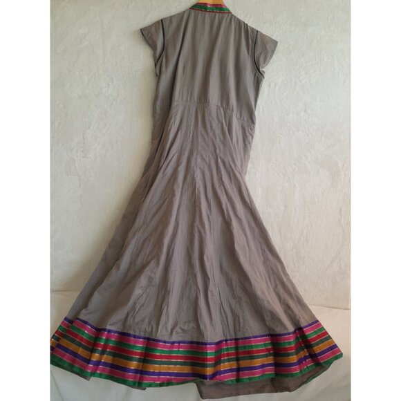 Womens Size 42/10-12 Anarkali Traditional India Bollywood Maxi Dress Gray Black - Picture 4 of 7